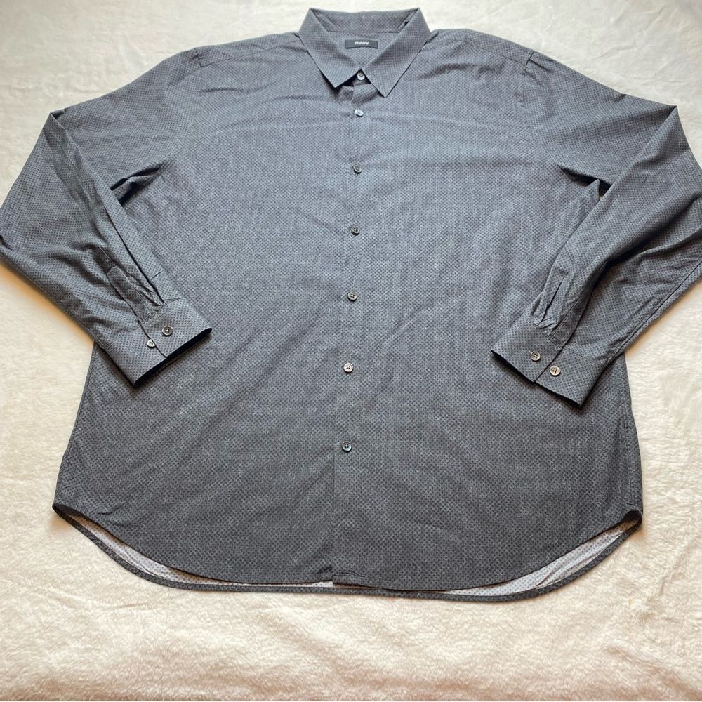 Theory Irving Tone Dot Print Button Down Shirt Size XXL
